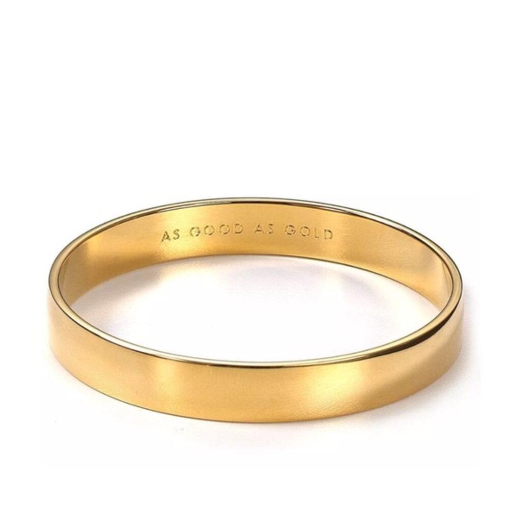BANGLE. Guc. Kate Spade New York Gold Bracelet with inscription - Good As Gold. - Picture 1 of 7